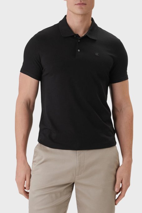 Calvin Klein Pamuklu Slim Fit Düğmeli LV04LF200GUB1 Erkek Polo LV04LF200G UB1 SİYAH - Calvin Klein