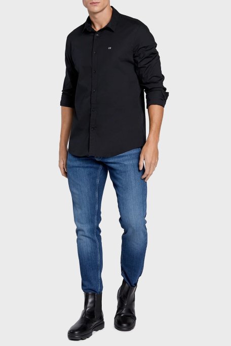 Calvin Klein Pamuklu Slim Fit İnce Poplin Streç Erkek Gömlek K10K110856 BEH SİYAH - Calvin Klein (1)