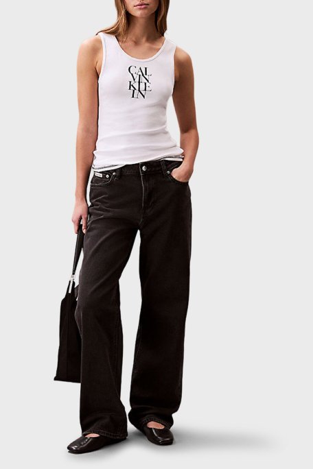 Calvin Klein Pamuklu Slim Fit Kalın Askılı Logolu LV044C219GYAA Bayan Top LV044C219G YAA BEYAZ - Calvin Klein (1)