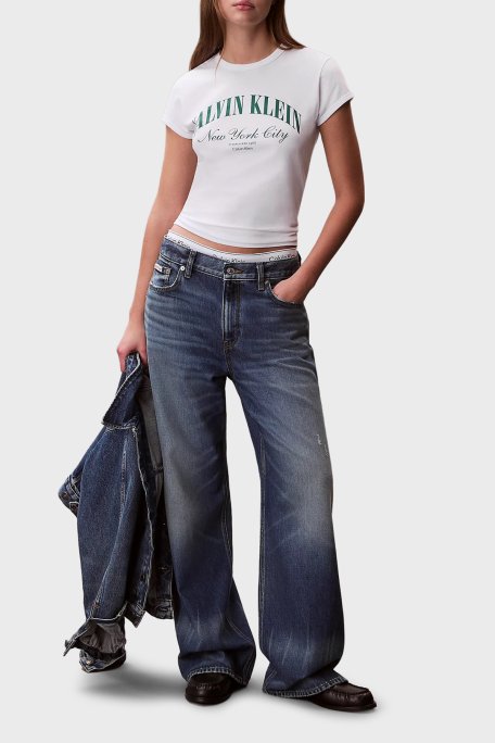 Calvin Klein Pamuklu Slim Fit Logolu Bisiklet Yaka Kadın T Shirt LV047F815G YAF BEYAZ - Calvin Klein (1)