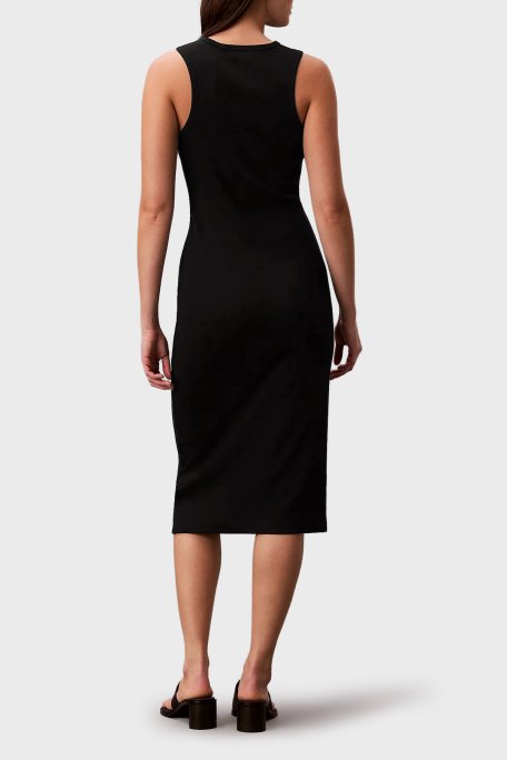 Calvin Klein Pamuklu Slim Fit Logolu Bisiklet Yaka Mdi LV047F242GUB1 Bayan Elbise LV047F242G UB1 SİYAH - Calvin Klein (1)