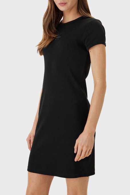 Calvin Klein Pamuklu Slim Fit Logolu Mini LV047F241GUB1 Bayan Elbise LV047F241G UB1 SİYAH - Calvin Klein