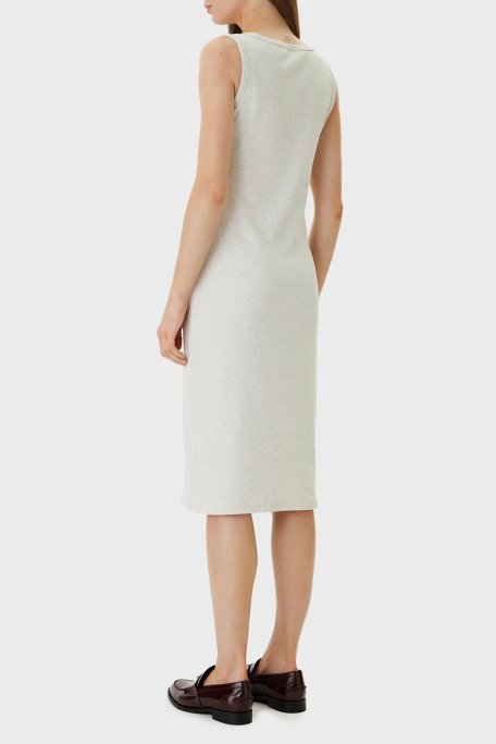 Calvin Klein Pamuklu Slim Fit Logolu Yuvarlak Yaka LV047F257GP4P Bayan Elbise LV047F257G P4P GRİ - Calvin Klein (1)