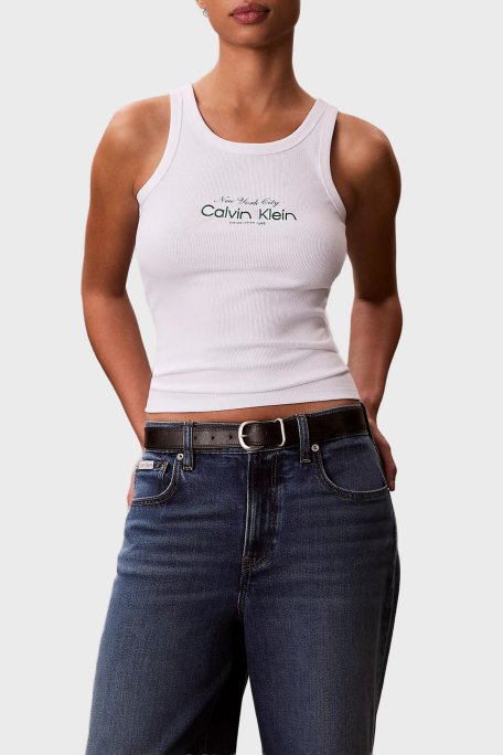 Calvin Klein Pamuklu Slim Fit Logolu Yuvarlak Yaka LV047F816GYAF Kadın Atlet LV047F816G YAF BEYAZ - Calvin Klein (1)