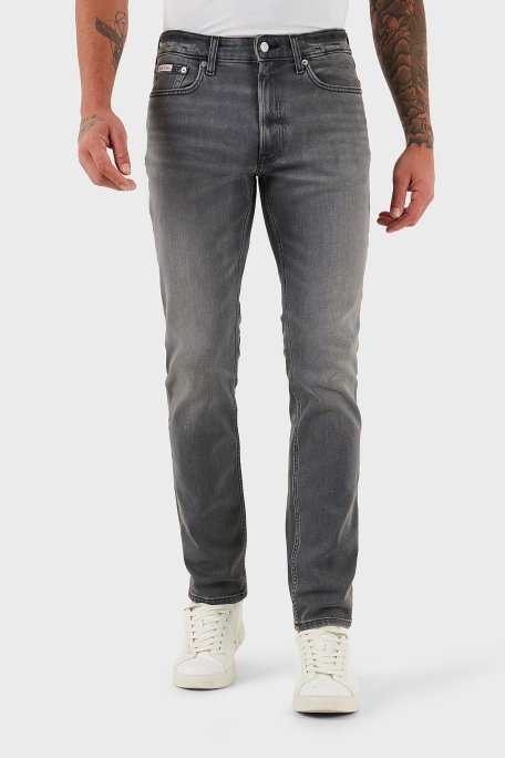 Calvin Klein Pamuklu Slim Fit Normal Bel Dar Paça Jeans LV04RC728GX8A Erkek Kot Pantolon LV04RC728G X8A SİYAH - Calvin Klein
