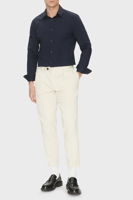 Calvin Klein Pamuklu Slim Fit Uzun Kollu Logolu LV04LB145GCEF Erkek Gömlek LV04LB145G CEF LACİVERT - Calvin Klein (1)