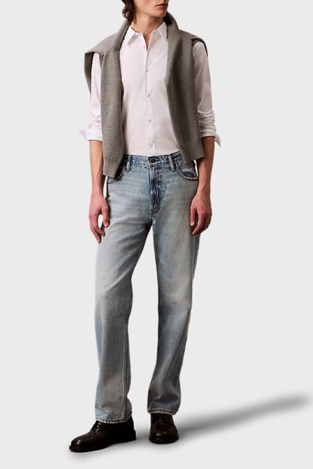 Calvin Klein Pamuklu Slim Fit Uzun Kollu Logolu LV04LB145GYAA Erkek Gömlek LV04LB145G YAA BEYAZ - Calvin Klein (1)