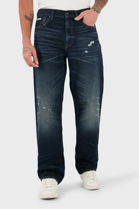 Calvin Klein Pamuklu Straight Fit Normal Bel Düz Paça Jeans LV04RD723GZYC Erkek Kot Pantolon LV04RD723G ZYC LACİVERT - Calvin Klein