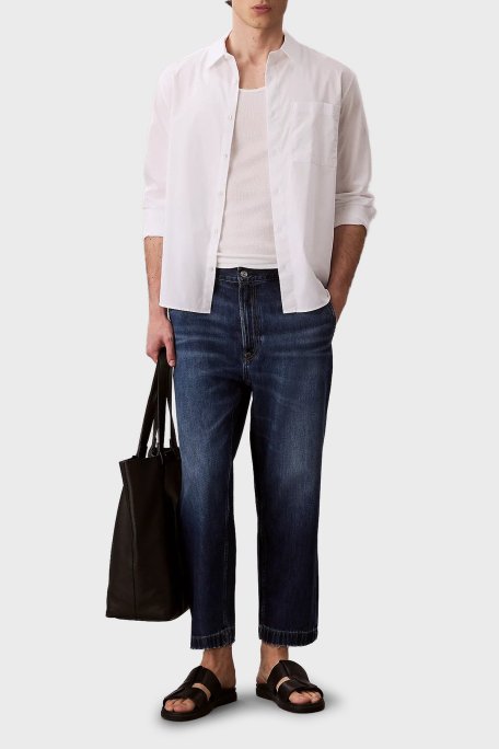 Calvin Klein Pamuklu Tapered Fit Yüksek Bel Jeans LV04RC740GX87 Erkek Kot Pantolon LV04RC740G X87 LACİVERT - Calvin Klein