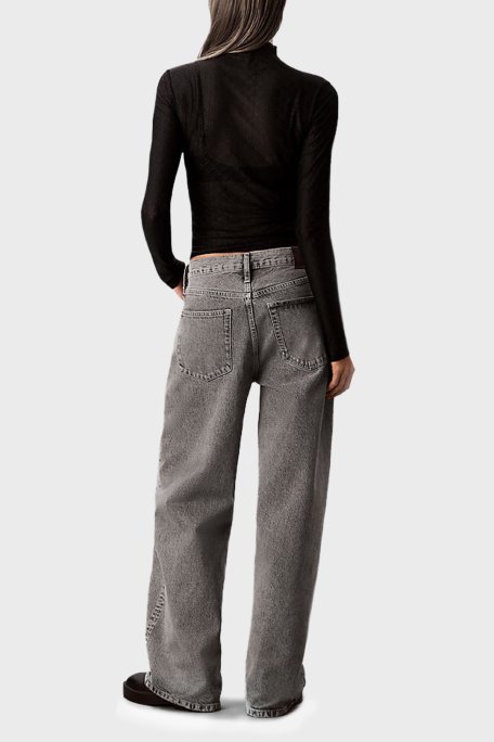 Calvin Klein Pamuklu Wide Leg Yüksek Bel Bol Paça Jeans LV047D834G0SL Bayan Kot Pantolon LV047D834G 0SL GRİ - Calvin Klein (1)