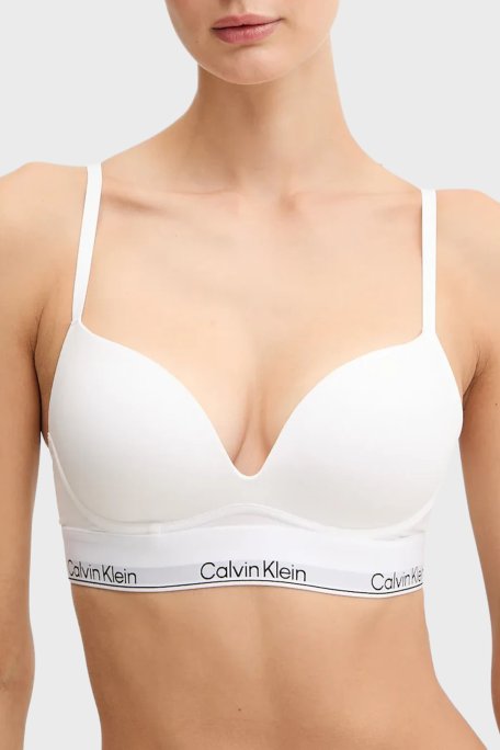 Calvin Klein Push-Up Logo Bantlı Pamuklu Ayarlanabilir Askılı LV00QF8502100 Bayan Sütyen LV00QF8502 100 BEYAZ - Calvin Klein