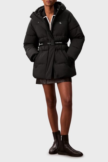 Calvin Klein Regular Fit Kapüşonlu Kemer Detaylı Suya Dayanıklı LV047D507GUB1 Bayan Mont LV047D507G UB1 SİYAH - Calvin Klein (1)