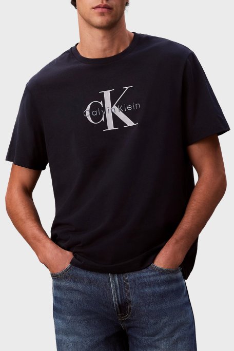 Calvin Klein Regular Fit Pamuklu Logolu Bisiklet Yaka LV04RB862GCEF Erkek T Shirt LV04RB862G CEF LACİVERT - Calvin Klein