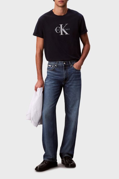 Calvin Klein Regular Fit Pamuklu Logolu Bisiklet Yaka LV04RB862GCEF Erkek T Shirt LV04RB862G CEF LACİVERT - Calvin Klein (1)