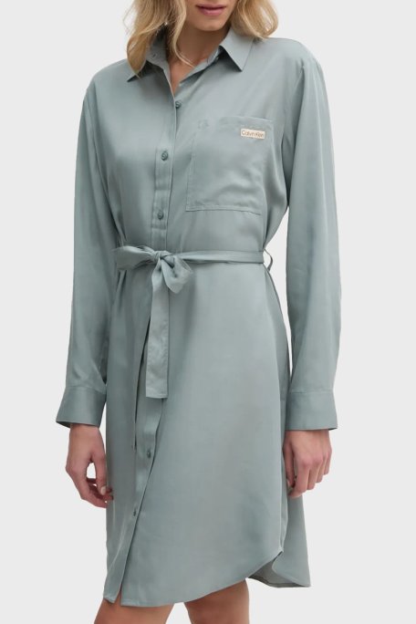 Calvin Klein Regular Fit Uzun Kollu Logolu Kısa J20J224819PC2 Bayan Elbise J20J224819 PC2 AÇIK MAVİ - Calvin Klein