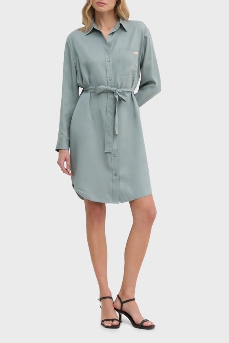 Calvin Klein Regular Fit Uzun Kollu Logolu Kısa J20J224819PC2 Bayan Elbise J20J224819 PC2 AÇIK MAVİ - Calvin Klein (1)