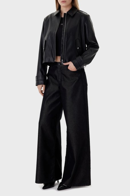 Calvin Klein Relaxed Fit Klasik Yaka Fermuarlı Logolu LV047E501GUB1 Bayan Ceket LV047E501G UB1 SİYAH - Calvin Klein (1)