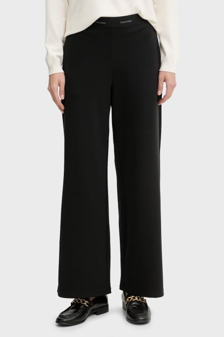 Calvin Klein Relaxed Fit Logolu Lastikli Bel Geniş Paça LV044E622GUB1 Bayan Pantolon LV044E622G UB1 SİYAH - Calvin Klein