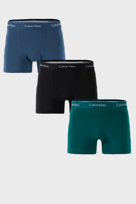 Calvin Klein Streç Pamuklu 3 Pack LV00NB4286R90 Erkek Boxer LV00NB4286 R90 Siyah-Yeşil-Lacivert - Calvin Klein