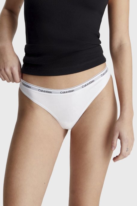 Calvin Klein Streç Pamuklu 3 Pack Tanga 000QD5209E100 Kadın Külot 000QD5209E 100 BEYAZ - Calvin Klein (1)