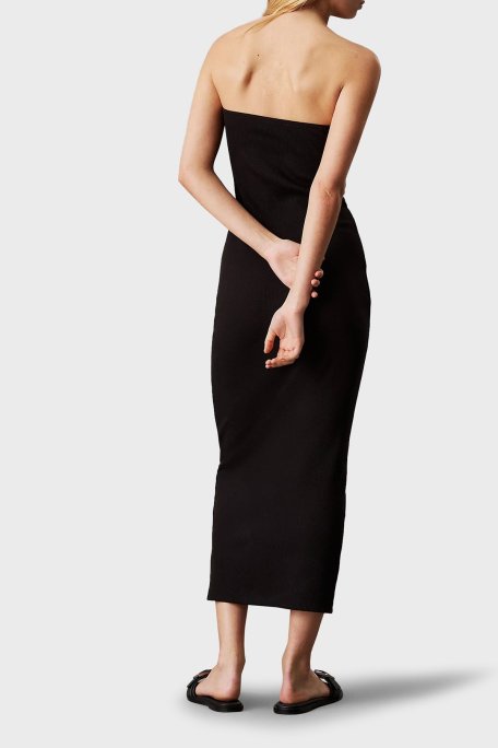 Calvin Klein Streç Pamuklu Fitted Fit Midi Boy Straplez J20J225263BEH Bayan Elbise J20J225263 BEH SİYAH - Calvin Klein (1)