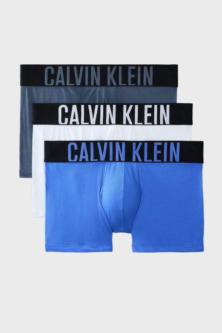 Calvin Klein Streç Pamuklu Logolu 3 Pack 000NB3608AZD9 Erkek Boxer 000NB3608A ZD9 Beyaz-Antrasit-Mavi - Calvin Klein