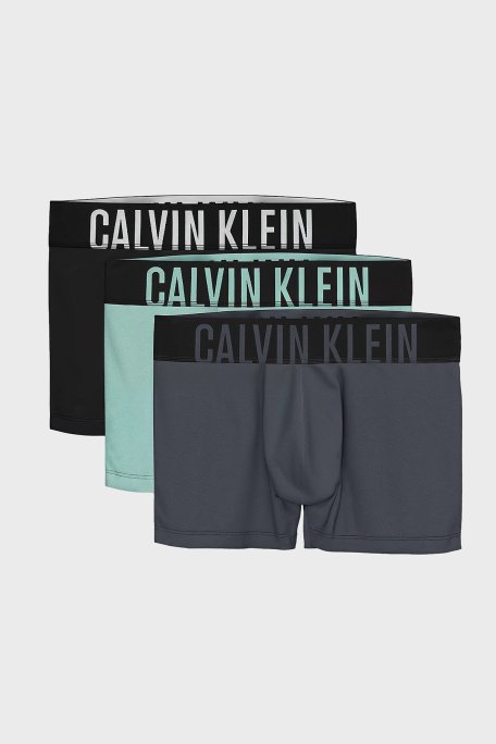Calvin Klein Streç Pamuklu Logolu 3 Pack 000NB3608AZDB Erkek Boxer 000NB3608A ZDB Siyah-Su Yeşili-Antrasit - Calvin Klein