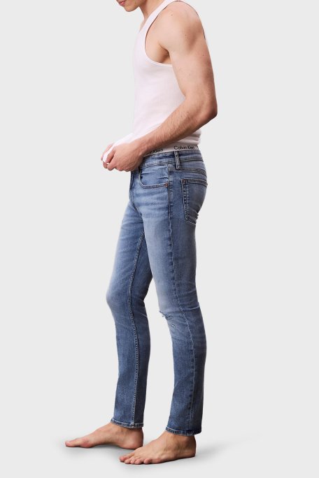 Calvin Klein Streç Pamuklu Skinny Fit Düşük Bel Jeans LV04RC712GX6S Erkek Kot Pantolon LV04RC712G X6S MAVİ - Calvin Klein (1)