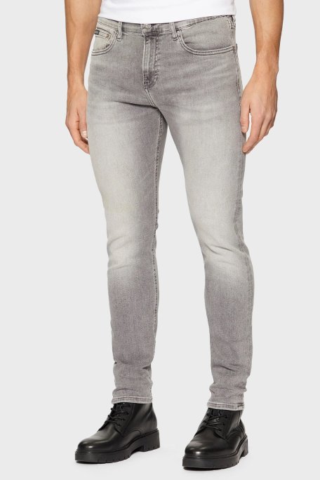 Calvin Klein Streç Pamuklu Skinny Fit Normal Bel Dar Paça Jeans J30J3265621BZ Erkek Kot Pantolon J30J326562 1BZ GRİ - Calvin Klein