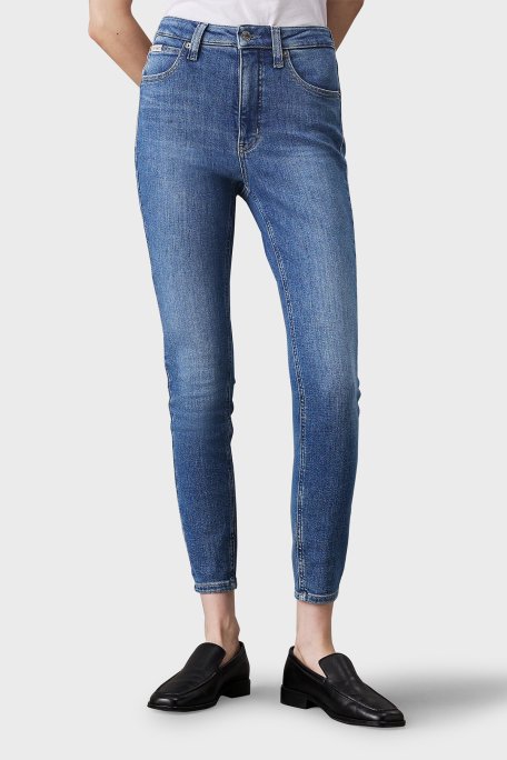 Calvin Klein Streç Pamuklu Skinny Fit Yüksek Bel Süper Dar Paça Jeans J20J2245221A4 Bayan Kot Pantolon J20J224522 1A4 MAVİ - Calvin Klein