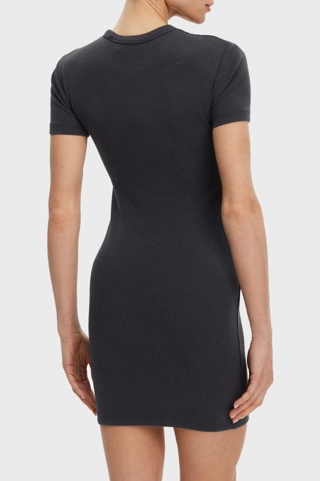 Calvin Klein Streç Pamuklu Slim Fit Bisiklet Yaka Mini Boy J20J225265PT2 Bayan Elbise J20J225265 PT2 SİYAH - Calvin Klein (1)
