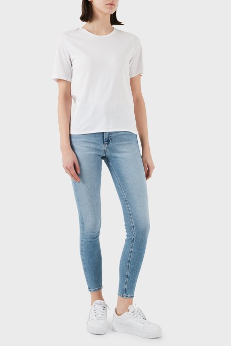 Calvin Klein Streç Pamuklu Slim Fit Yüksek Bel Süper Dar Paça Jeans J20J2244861AA Bayan Kot Pantolon J20J224486 1AA AÇIK MAVİ - Calvin Klein