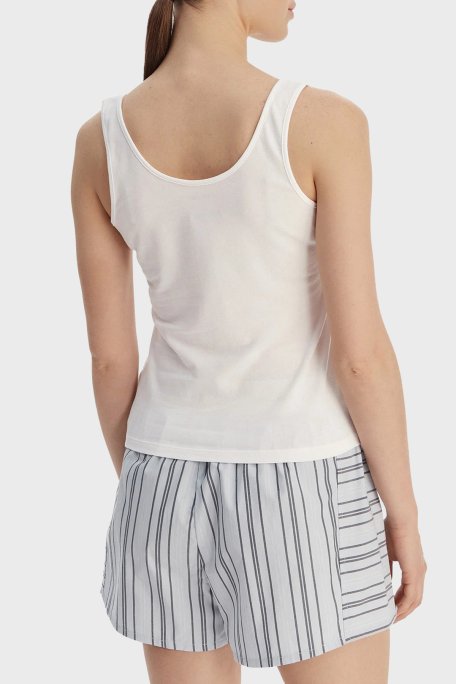 Calvin Klein Streç Pamuklu Yuvarlak Yaka Logolu LV00QS7603100 Bayan Atlet LV00QS7603 100 BEYAZ - Calvin Klein (1)