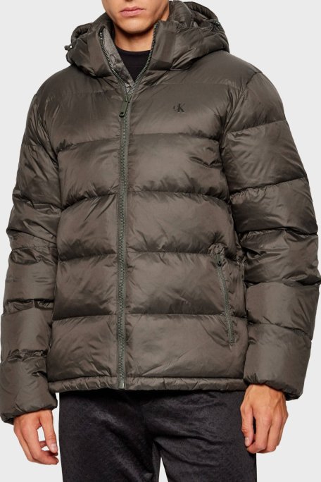 Calvin Klein Su İtici Regular Fit Çıkarılabilir Kapüşonlu LV04RC518GPAR Erkek Mont LV04RC518G PAR HAKİ - Calvin Klein