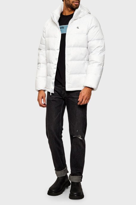 Calvin Klein Su İtici Regular Fit Çıkarılabilir Kapüşonlu LV04RC518GYAF Erkek Mont LV04RC518G YAF BEYAZ - Calvin Klein (1)