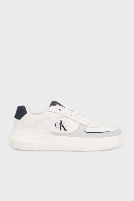 Calvin Klein Süet Detaylı Logolu Sneaker YW0YW02001060 Bayan Ayakkabı YW0YW02001 060 BEYAZ-LACİVERT - Calvin Klein