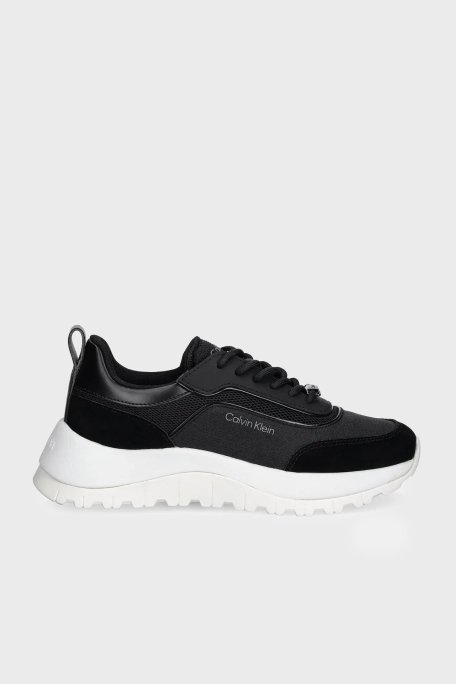 Calvin Klein Süet Logolu Sneaker HW0HW02487BEH Bayan Ayakkabı HW0HW02487 BEH SİYAH - Calvin Klein