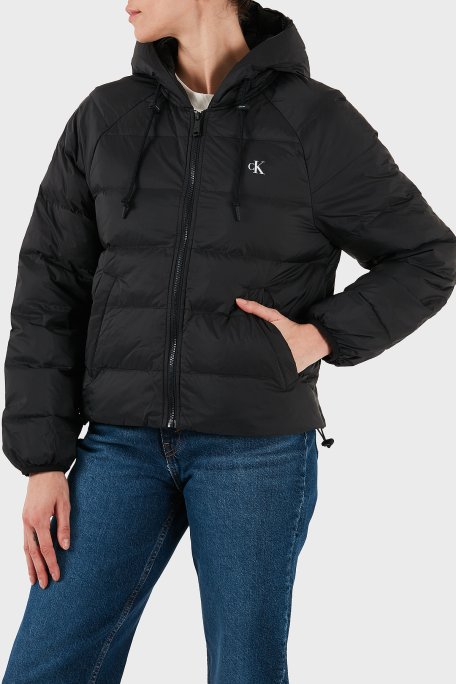 Calvin Klein Suya Dayanıklı Logolu Regular Fit Kapüşonlu Şişme LV047C521GUB1 Bayan Mont LV047C521G UB1 SİYAH - Calvin Klein