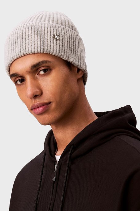 Calvin Klein Yün Karışımlı Logolu LV04D8032GP79 Erkek Bere LV04D8032G P79 GRİ - Calvin Klein (1)