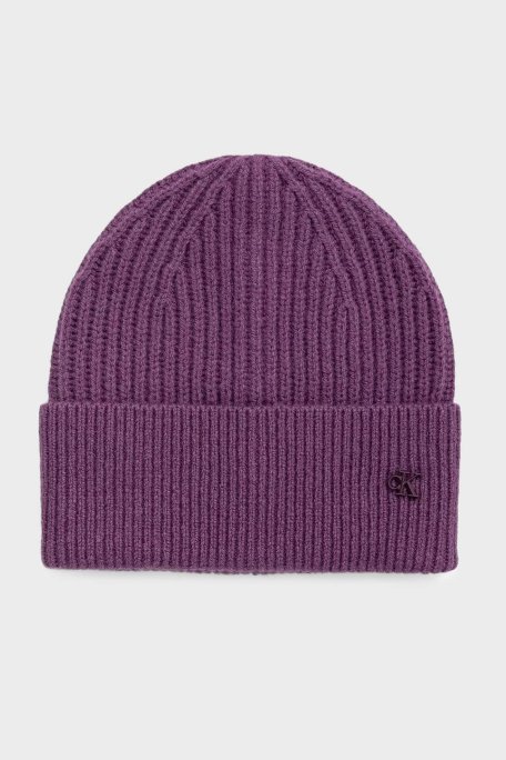 Calvin Klein Yün Karışımlı Logolu LV04D8032GYR6 Erkek Bere LV04D8032G YR6 MOR - Calvin Klein