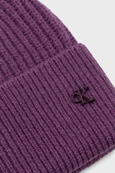 Calvin Klein Yün Karışımlı Logolu LV04D8032GYR6 Erkek Bere LV04D8032G YR6 MOR - Calvin Klein (1)