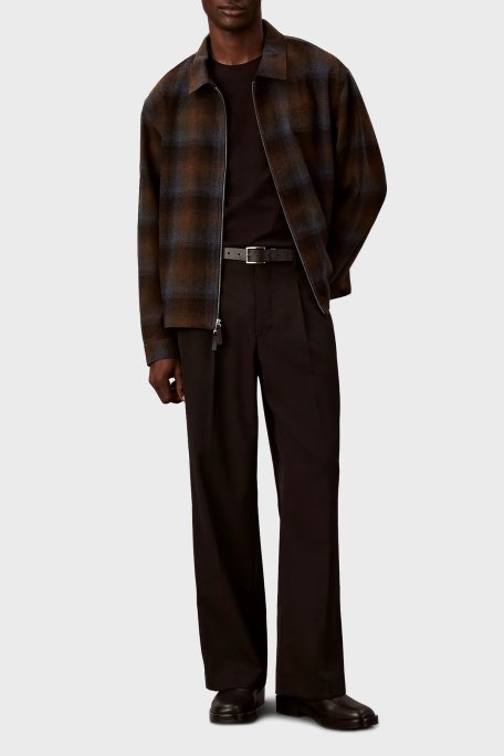 Calvin Klein Yün Karışımlı Regular Fit Kareli Fermuarlı LV04LD425G041 Erkek Ceket LV04LD425G 041 LACİVERT - Calvin Klein (1)