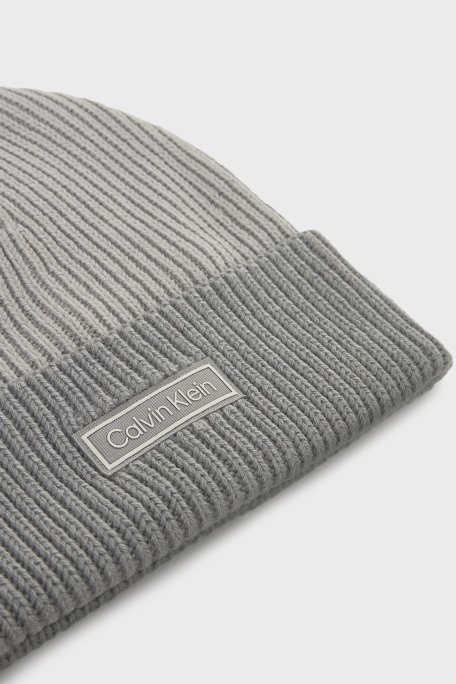 Calvin Klein Yün ve Kaşmir Karışımlı Logolu LV04D8029GQBW Erkek Bere LV04D8029G QBW GRİ - Calvin Klein (1)