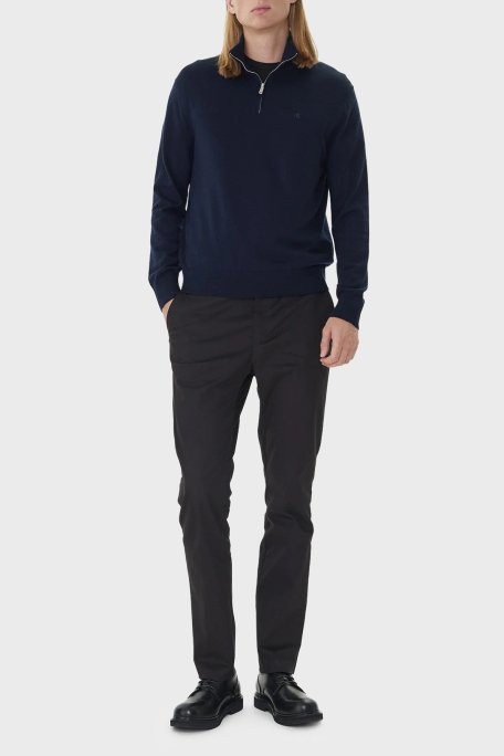 Calvin Klein Yünlü Regular Fit Yarım Fermuarlı Dik Yaka LV04LD318GCEF Erkek Kazak LV04LD318G CEF LACİVERT - Calvin Klein (1)