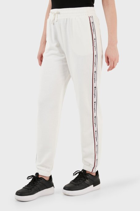 Champion Logo Şeritli Regular Fit Belden Bağlamalı Cepli Spor Bayan Pantolon 117294 WAY WW036 BEYAZ - Champion