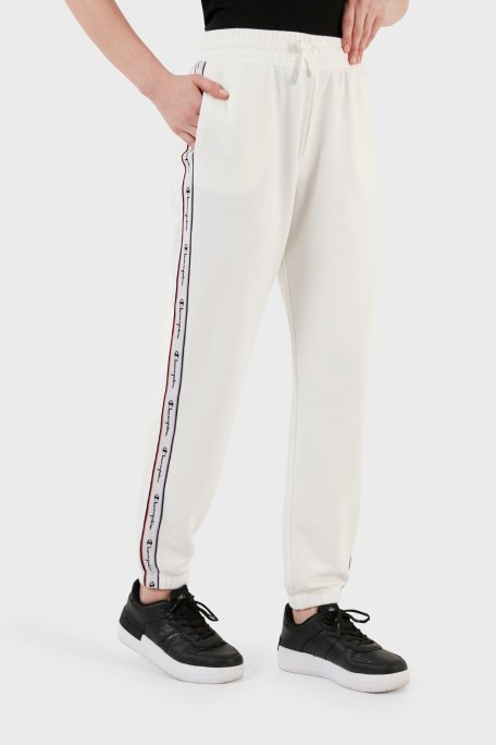 Champion Logo Şeritli Regular Fit Belden Bağlamalı Cepli Spor Bayan Pantolon 117294 WAY WW036 BEYAZ - Champion (1)