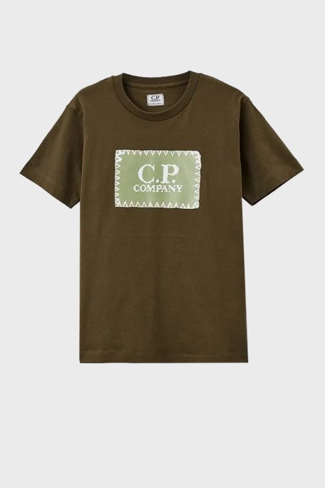 C.P. Company Pamuklu Bisiklet Yaka Çocuk T Shirt 10CKTS054 005792W 683 HAKİ - C.P. Company