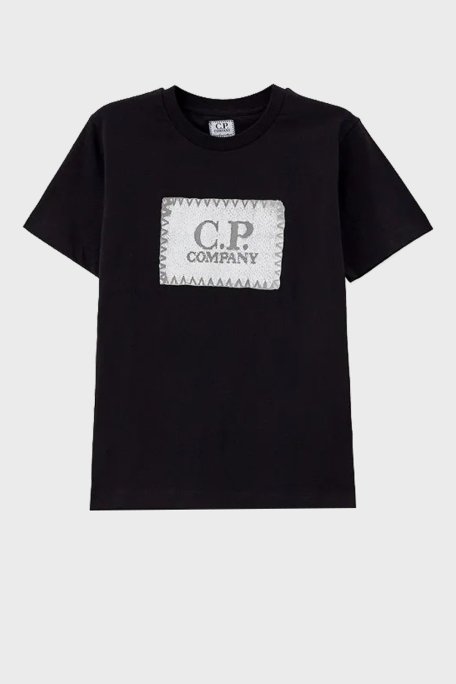 C.P. Company Pamuklu Bisiklet Yaka Çocuk T Shirt 10CKTS054 005792W 999 SİYAH - C.P. Company