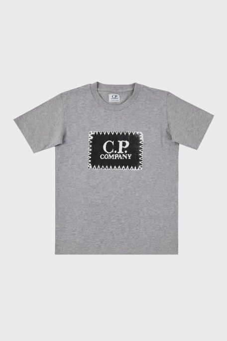 C.P. Company Pamuklu Bisiklet Yaka Çocuk T Shirt 10CKTS054 005792W M93 GRİ - C.P. Company