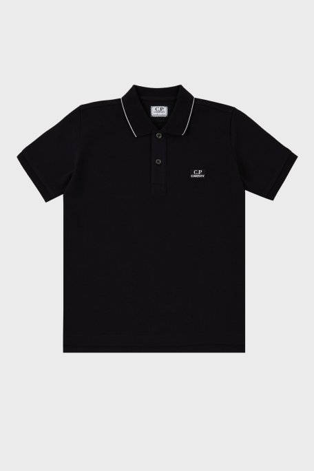 C.P. Company Streç Pamuklu Çocuk Polo Yaka T Shirt 10CKPL023 005263W 999 SİYAH - C.P. Company